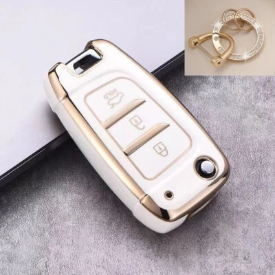 $18.99 • Buy TPU Flip Remote Key Fob Case Cover For Hyundai I30 I35 I40 Solaris Kona Beige