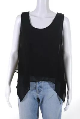 Philosophy By Republic Womens Sleeveless Sheer Overlay Layered Top Black Small • $41.49