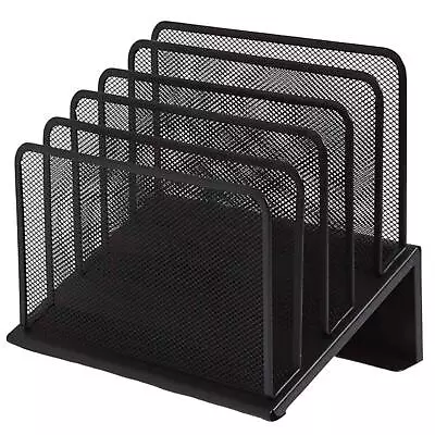 Metal Mesh File Organizer Black Wire Mesh 5 Section Incline Sorter Black Finish • $40.31