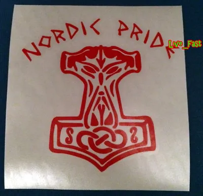 THORS HAMMER NORDIC PRIDE DECAL STICKER VINYL Norse Pagan Asatru Odin Thor Runes • $6.99