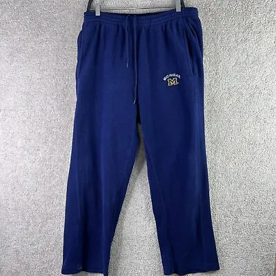 VINTAGE Michigan Wolverines Sweatpants Mens Large Blue Fleece 90s 34x30 Logo • $15.10