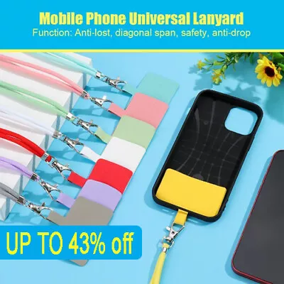 Universal  Nylon Patch Cross Body Phone Lanyard Mobile Phone Strap Adjustable UK • £2.42