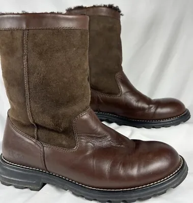 UGG Men's 9 Hartsville Boots Brown Leather Suede Waterproof Sheepskin • $82.95