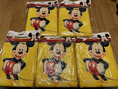 Set Of 5 Disney Adult Size Vinyl Yellow Rain Ponchos Mickey Mouse New In Package • $29.99