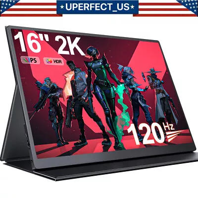 Portable Monitor 16'' 2K QHD HDMI USB C 120HZ Display Screen For Laptop PS4 Used • $79.99