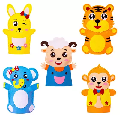  5 Sets DIY Crafts Kit Marionette Puppets For Kids Kindergarten Animal Child • £9.59