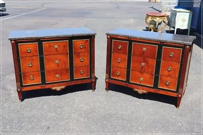 Pair Hand-Made Custom French Bronze Mounted Cherry And Ebonized Commodes • $8995.50