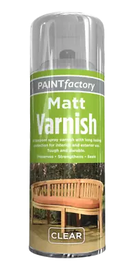 400ml Clear Matt Varnish Spray Paint Surfaces Like Wood Metal & Concrete 1750PR • £10.49