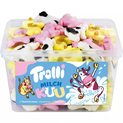 TROLLI MILKY COW Fruit Flavour Jelly Shape Tub 1320g ( 150 Pcs ) • £41.45