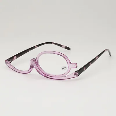 +150 Purple Women Magnifying Makeup Reading Glasses Flip Make-up Clear Eyeglass • £2.59