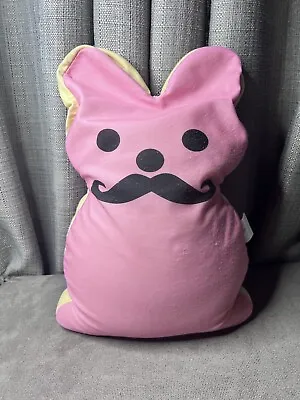 Micro Bead Marshmallow Peep Mustache Pink Pillow 2 Scoops Plush Toy 12” • $29.99