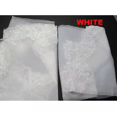 1T White/Ivory Elbow Wedding Bridal Veil W/o Comb Lace Edge Wedding Accessories • $7.98