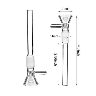 2Pcs 4.5  Hookah Water Pipe Glass Bong Down Stem Downstem 14mm Male Bowl Piece • $9.99