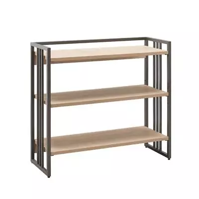 Leick Home Bookcase 32 W X Design 3-Shelf Gray Mixed Metal White Oak Gunmetal • $169.97