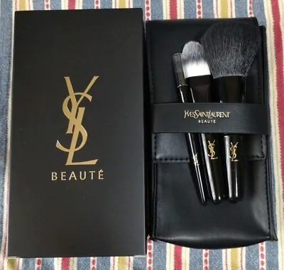 Yves Saint Laurent Make Up Brush 3 Set Black Pouch Novelty Japan • $112.50