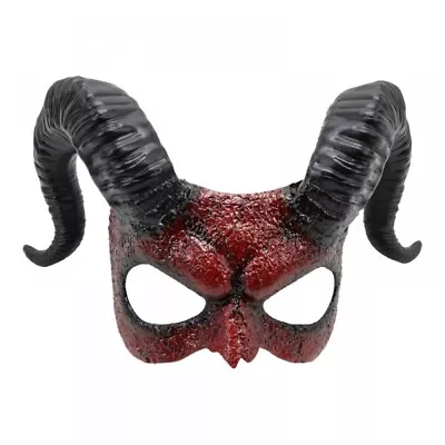 Men's Horned Devil Half Face Halloween Costume Masquerade Mask [Red] • $35.95