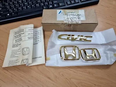 Genuine Honda Access Gold Emblem Set Rare 1996 -1998 EK SiR JDM • $220