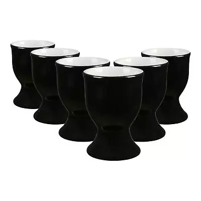 6x Coloured Ceramic Egg Cups Breakfast Hard Soft Boiled Egg Holder 5cm Black • £9