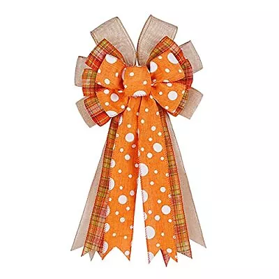 Thanksgiving Burlap Wreath Bow Holiday Rustic DIY Crafts Orange Gift Bows Wal... • $16.86