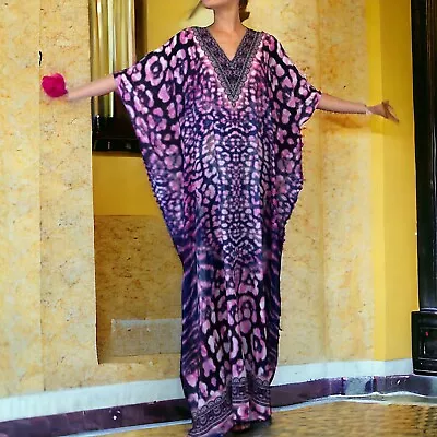 NEW Embellished Kaftans Silk Blend O/Size12-14-16-18-20-22 Animal Print • $69