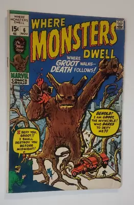 Where Monsters Dwell #6 Comic Marvel 1970 Reprints 1st Appearance Of Groot Kirby • $85