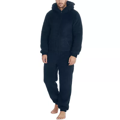 Mens Fluffy Fleece All In One 1Onesie Hooded Loungewear Onezee Nightwear Hoodie^ • £33.11