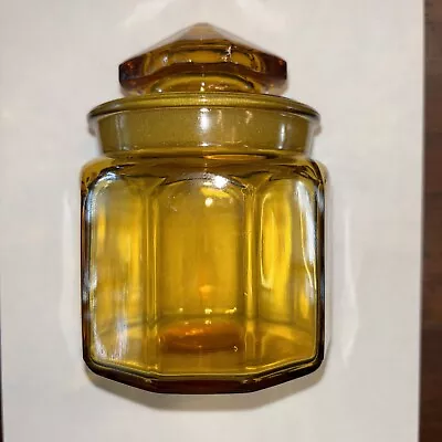 LE Smith 10 Panel Amber Glass Apothecary Lid Jar 5.25” Canister • $19.99