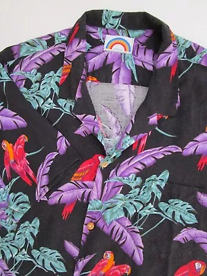 Mens Large Paradise Found Jungle Bird Hawaiian Shirt Magnum PI Tom Selleck VTG • $39