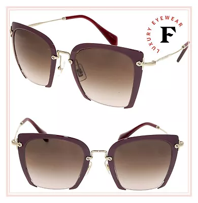 MIU MIU NOIR RASOIR 52R Square Burgundy Gold Metal Brown Sunglasses MU52RS • $194.40