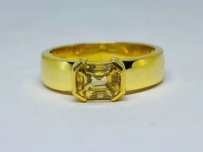Natural Yellow Sapphire Men Ring In 18k Hallmarked Solid Gold • $796.86