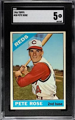SGC 5 1966 Topps #30 Pete Rose Cincinnati Reds Vintage Baseball No Reserve • $40
