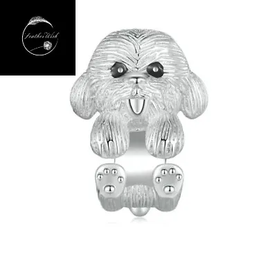 Genuine Sterling Silver 925 Cute Puppy Dog Animal Family Bead Charm For Bracelet • £17.90