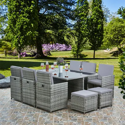 £699 • Buy 11 Piece 10 Seater Rattan Cube Dining Table Garden Furniture Patio Set  IN STOCK