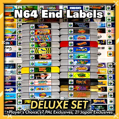 N64 Cartridge Top End Labels DELUXE SET - Entire US Library + Variants + Extras  • $27.97