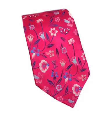 Duchamp London Stunning Pink & Multicolor 'butterfly Floral' Tie Freepost • $84.78