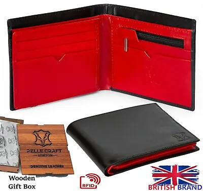 £11.99 • Buy Genuine Mens Leather Wallet RFID Safe Handmade 10 Card Holder ID Window Gift Box