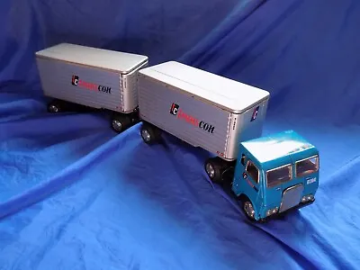 Vintage TransCon Tractor Trailer W/ Two Tandems & Dolly Tin Friction Toy Tested • $79.98