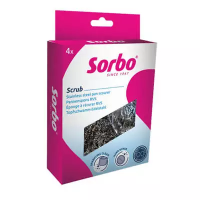 Sorbo Pack Of 4 Stainless Steel Pan Scourers • £6.63