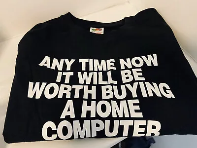80’s COMPUTER SLOGAN * Short Sleeve T-Shirt - RETRO GEEK - Black XL • £12.50