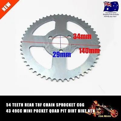 T8F Chain 54T Rear Sprocket Cog 49cc Mini PIT Pocket Rocket Quad Drit Bike ATV • $13.95