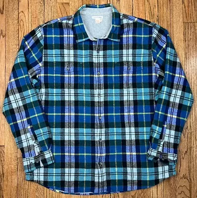 Carbon2Cobalt Lined Flannel Double Blue Plaid Tartan Shirt Men’s Sz XL • $29.95