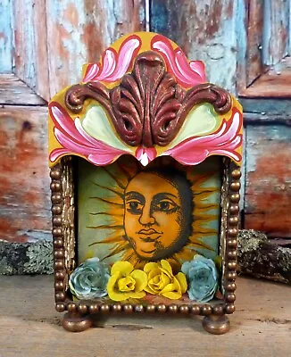 Sun Worshiper Wood Retablo Milagros Handmade Hand Painted Tulum Mexico Folk Art • $98