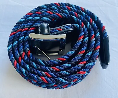 £57.95 • Buy ANDERSONS Cinture Italian Stretch Navy Braided Textile Woven Belt 120 Italy NEW