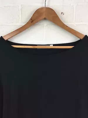 Mint Velvet Black Long Sleeve Asymmetrical Hem Crew Neck Top Size UK 14 #CE • £6.99