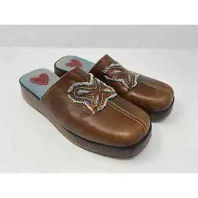 Matisse Y2K Wood Heel Clogs Womens Size 7.5 Vintage Chunky Platform Embroidered • $75.55