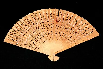 $9.19 • Buy Thin Wooden Carved / Punched Hand Fan Vintage Estate Accessory - Sandalwood?