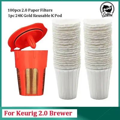 $13.89 • Buy For Keurig 2.0 K Carafe K-Cup Reusable Refillable Coffee Pod 100Pcs Paper Filter