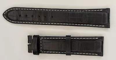 Auth Jean Rousseau Paris Genuine Alligator Black Leather Watch Strap 20/18mm OEM • $423.02