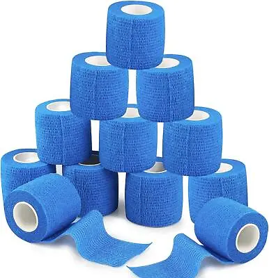 12 Rolls Bandage Roll Plaster Extra Sticky Elastic Fabric Strapping 5cm × 4.5m • £13.99