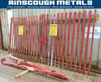 Used Double Palisade Gate - Red - 2.100mtr High X 4.300mtr Wide W Triple Point T • £954